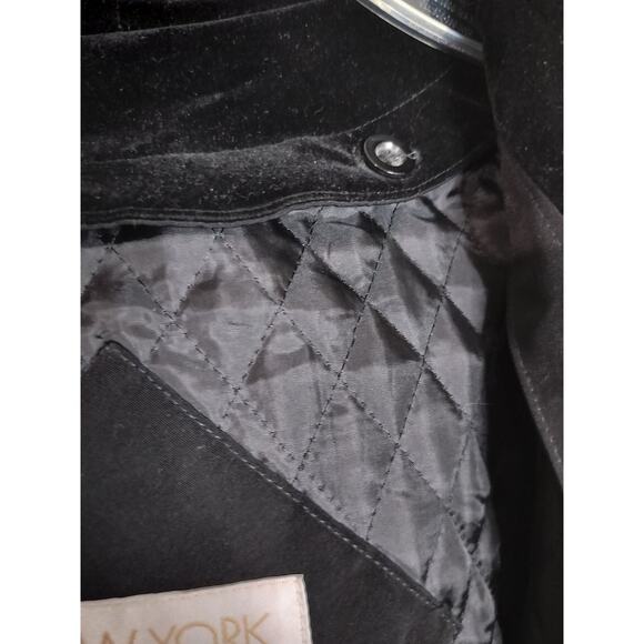 4410)Vtg 80s New York Harbor  Andrea Black Velvet Hooded Removable Liner Coat 16 - Picture 8 of 12